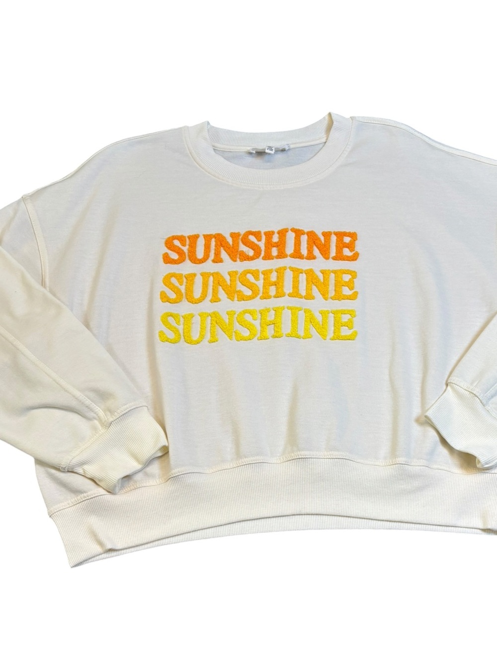 Workshop Republic Sunshine Cropped Sweatshirt Cream Orange Graphic Women's XL